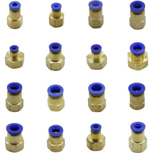 Air Pipe Fitting 10mm 12mm 8mm 6mm 4mm Hose Tube 1/8" 3/8" 1/2" 1/4" Female Thread Brass Pneumatic Straight Connector PCF type