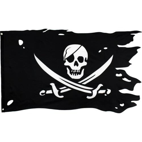 90x150cm Double Broken Skull Headband Crossbones Pirates Flag Jack Rackham Flag For Decoration