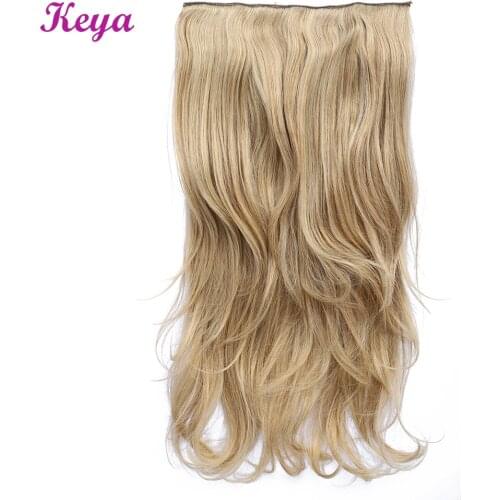 Keya Clip in Hair Extensions 4 Clips in One Natural Halo Hair Extensions 24 inch Synthetic Heat Resistant Fiber Hair Extensions