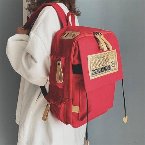 Red Schoolbag Female Korean Harajuku Ins Style College Student All -Matching Backpack Large-Capacity Backpack