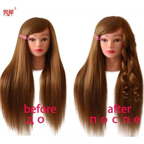 Good training heads with 70% real human hair for practice curl iron straighten hot tongs Hairdressing Dolls Wig Mannequin head