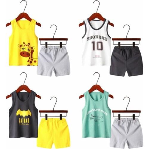 Summer New Cute Vest Clothing Set Children Clothes Soft Cotton Sleeveless Tshirt + Shorts Suit Baby Boy Girls Casual Pajamas Out