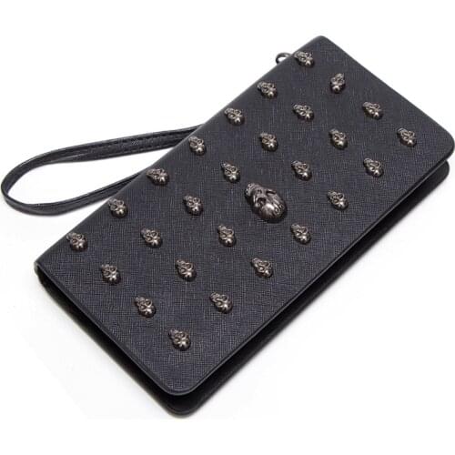 Hot Sell Skull Wallet Womens Long Zipper Clutch Purse Europe America Big Money Clip Coin Bag Designer Zipper Wallet