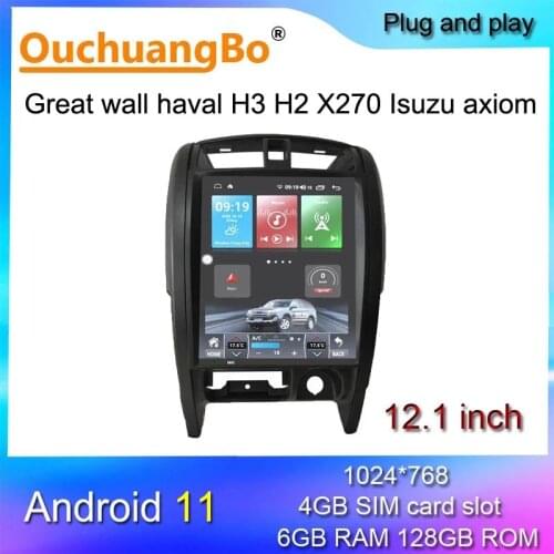 Ouchuangbo Android 10 radio media player for GWM Great wall haval hover H3 H2 X270 with 12.1 inch Tesla vertical screen 4+64GB