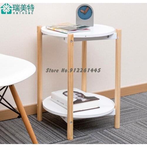 Rimet Small Round Table Double Deck Nordic Tea Table Living Room Modern Simple Side Table Side Table Balcony Small Table Economy