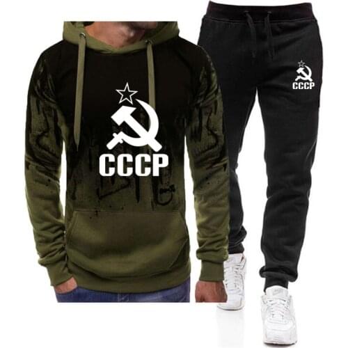 2 Pieces Mens Outfits Sweatshirt Suits Tracksuit Mens Autumn Winter Sport Hooded Hoodies Jogging Homme Brand Sportsuit Clothing