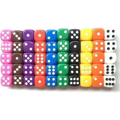 10Pcs High Quality 16mm Multi Color Six Sided Spot D6 Playing Games Dice Set Opaque Dice For Bar Pub Club Party Board Game