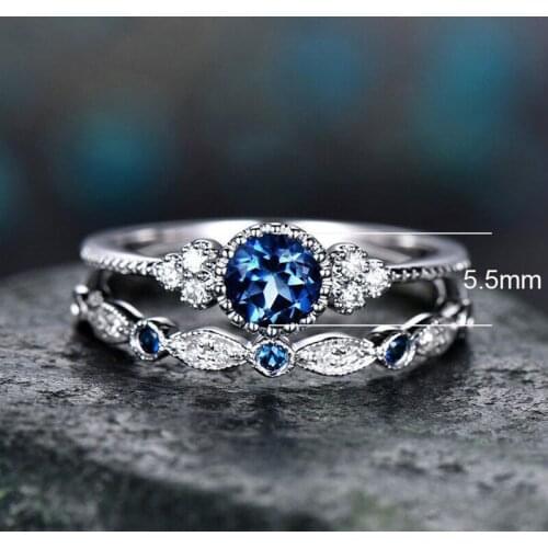 New 2Pcs Women Girls Zircon Rings Set Bridal Engagement Wedding Cubic Zirconia Rings Fashion Female Crystal Ring Jewelry Gift