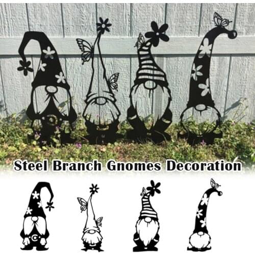 New Hot Steel Branch Gnomes Decoration Cute Standing Silhouette for Home Garden Yard Outdoor Decor SMR88