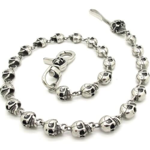 New Arrival factiry Price Punk Mens Biker Cool Skull Jean Chain accessory Costume Jewelry 316L Stainless Steel Gift