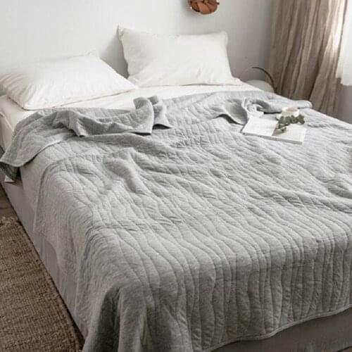 Solid Kintted Summer Quilt Cotton Queen King Size Bedspread Coverlet Air Conditioner Quilted Throw Blanket Stitching Comforter