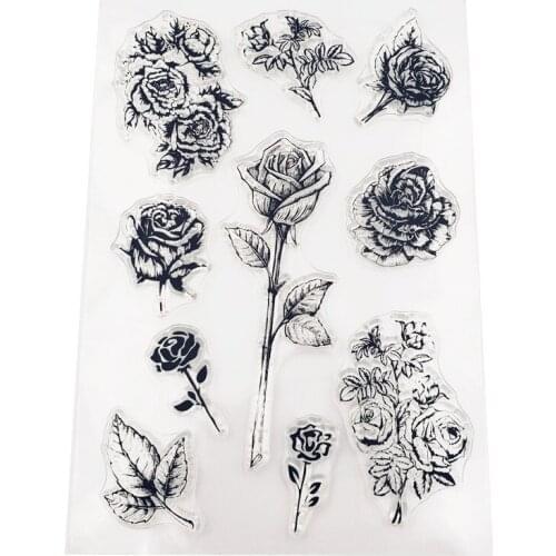 11*16 Dutch Rose Transparent Silicone Clear Stamps DIY Seal for Scrapbooking Card Making Photo Album Decorative Stamp Sheet