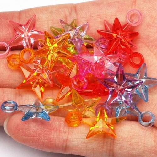 Transparent Star Shape Loose Spacer Beads 26x16mm Mix Color Acrylic Beads For Jewelry Making DIY Bracelet Accessories 30pcs/lot