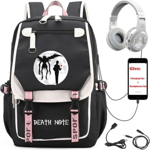 Anime Death Note backpack Women men Travel Backpack student School book Bag USB Charging teenagers Laptop packsack