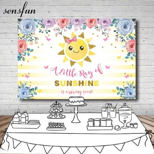 Sensfun A Little Ray Of Sunshine Photography Background Flower Smile Yellow Sunshine Baby Shower Newborn Birthday Party Bkacdrop