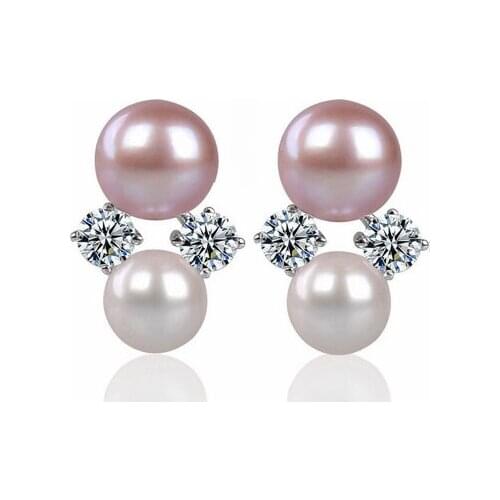 Genuine Natural 10mm circle light Freshwater Pearl Jewelry handmade lovely bead south sea white pearl earrings