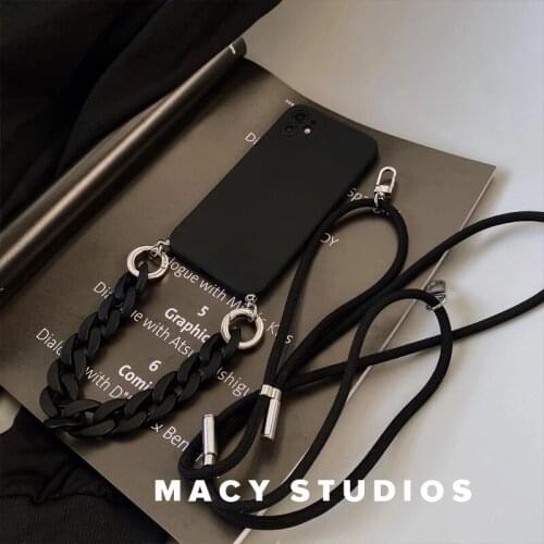 INS Crossbody Lanyard Necklace Marble Chain Phone Case For Samsung S10Plus S9 S8 Plus Note10Plus Note10Lite A51 A71Silicon Cover