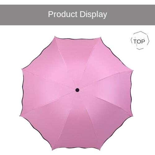 Three folding umbrellas meet water flowering umbrellas black plastic anti-ultraviolet sun umbrellas sunny rain strong umbrellas
