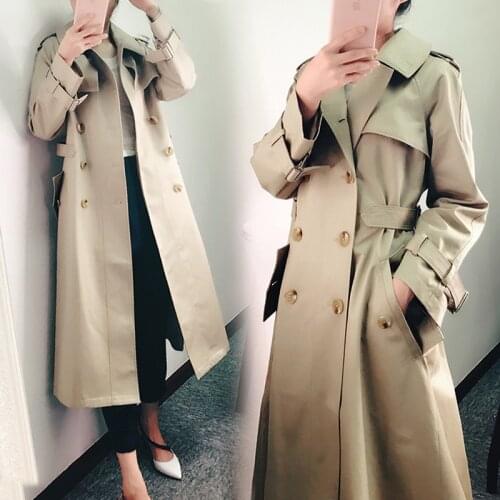 Spring Autumn Womens Trench Coat 2019 Streetwear Casual Windbreaker Coats Women Solid Long Slim Double Breasted Female D190721