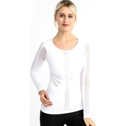 Taoyekma Yoga T-Shirt For Women Mesh Hollow Out Tops Long Sleeve Running Sport Shirt Fitness Quick Drying Clothes Sportswear
