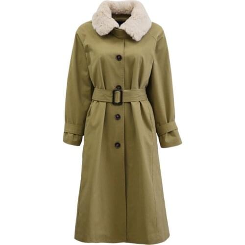 Winter padded coat plush lapel mid-length over-the-knee padded coat female Korean waist padded quilted windbreaker jacket