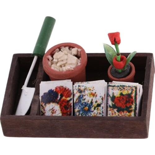 1/12 Dollhouse Miniature Furniture Wooden Box Horticulture Gardening Box Kit Flowerpot for 1:12 DIY Dollhouse Accessories