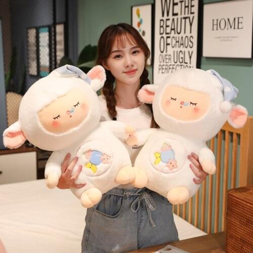 1pc 23/35/45CM Kawaii Sleepy Sheep Plush Toys Cute Sfuffed Cartoon Animal Huggable Doll Appease Pillow For Children Baby Gifts