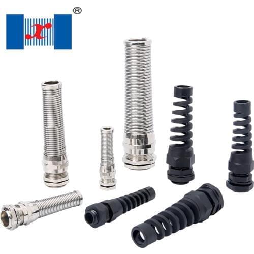 10 PCS/lot M18 Anti Bending Spiral Type Metal Compression Strain Relief Cable Gland For 5-10mm Cable