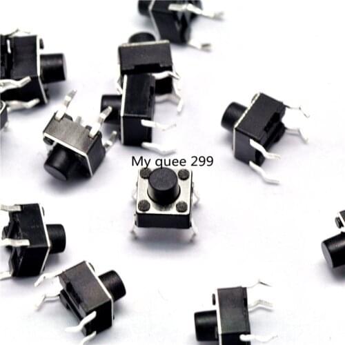 100Pcs/Lot 6x6x6MM 4PIN Tact Micro Switch Touch DIP Button Self-reset Button 6*6*6mm Plug-in Keys Button High Quality