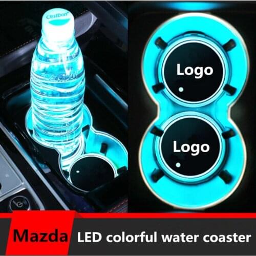2X Led Logo Cup Light Luminous Coaster Drinks Holders For MAZDA 3 5 ATENZA 6 8 MAZDA6 CX5 CX4 CX3 RX8 CX-9 CX9 RUIYI MAZDA8 MP