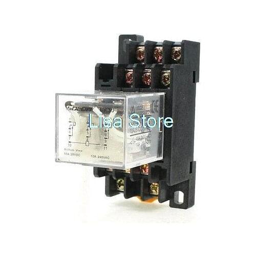 35mm DIN Rail DC12V Coil Power Relay 11-Pin LY3J 5A 250VAC/28VDC w Socket