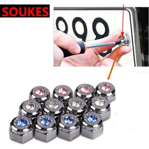 4pcs Car Grill License Plate Bolts Frame Chrome Screws For Cadillac CTS SRX ATS Lexus RX NX GS UX CT200H GS300 RX350 RX300 Saab