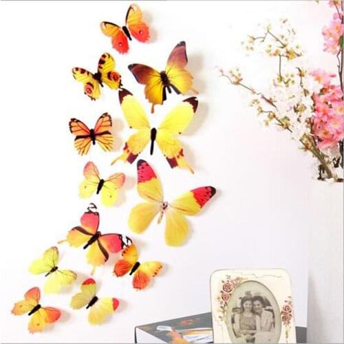 5 Set/Bag 12 pcs/lot 5Colors New Style 3D Butterfly Wall Sticker Art Decal Wall Stickers Home Decor Rooms to Wall Decoration