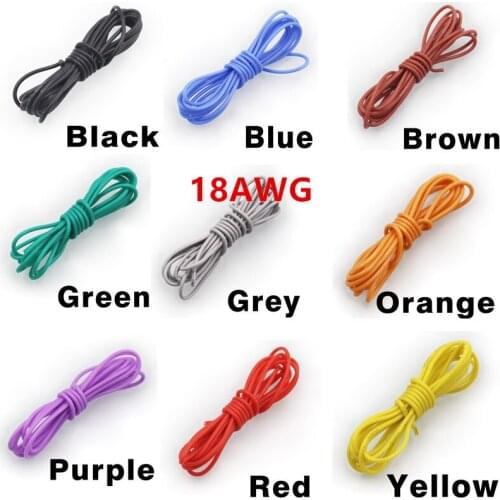 5M/lot 16.4ft 18 AWG Flexible Silicone Wire RC Cable 150/0.08TS Outer Diameter 2.8mm Wire Conductor DIY Wire Cable Electrical