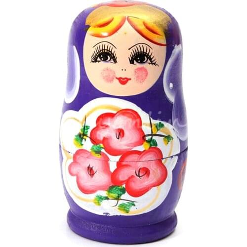 5PCS/Set Russian Nesting Babushka Matryoshka Purple Dolls Set Wooden Hand Paint Kids Toys Gifts dolls for kids