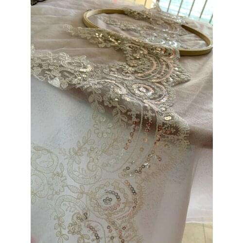 5 yards Ivory Sequined Alencon Lace Trim Ivory Cord Lace Trim Bridal Lace Trim