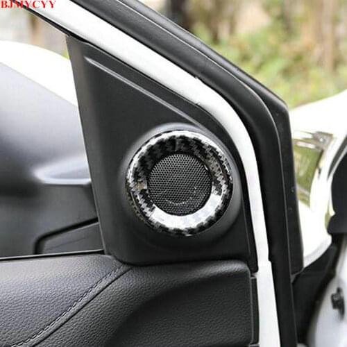 BJMYCYY 2PCS/SET Car A-pillar sound carbon fiber decorative ring For HONDA CRV CR-V 2017 2018 Auto accessories