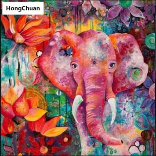 Fast delivery 5D diamond painting colorful elephant DIY mural square rhinestone mosaic round embroidery home decoration gifts
