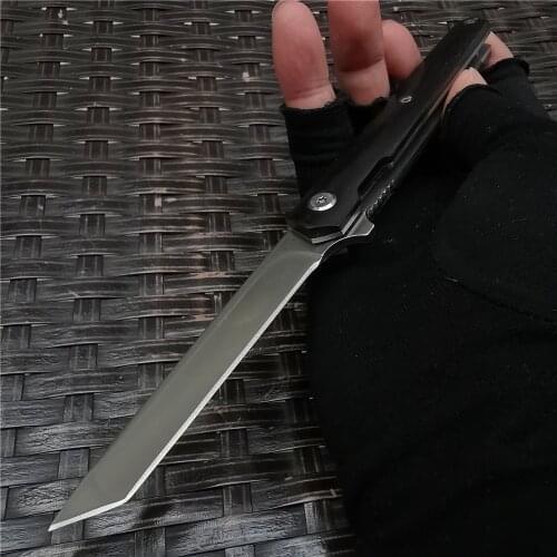 Quick Open Knives Portable Tactical Folding Knife Wood Handle Survival Pocket Knives for Outdoor Survival Camping and EDC