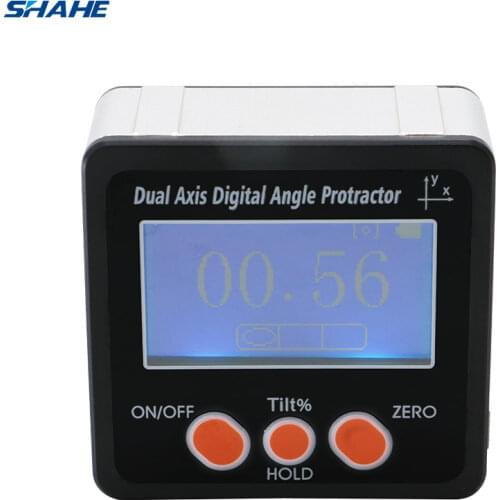 SHAHE Aluminum Alloy frame Digital Inclinometer Dual axis Protractor Bevel Box Digital Angle Gauge Angle Finder With magnets