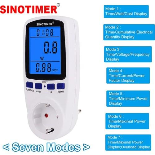 EU US UK FR BR AU Socket Digital Wattmeter Power Consumption Watt Energy Meter KWh AC 230V 120V Electricity With Backlights