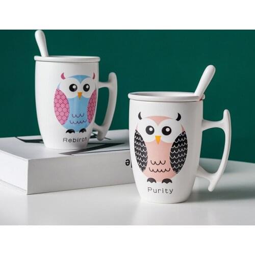 Color owl coffee Mug 350ml,Novelty Birthday Gifts Mugs Office coffee cup Drinkware,Cute Cartoon Coffee Milk Tea Cup