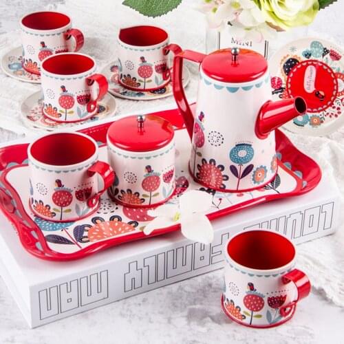 Kids Simulation Tea Set Tin Teapot Toy Set For Tea Afternoon Tea Set Party Children Kitchen Pretend Playset Early Education Toys