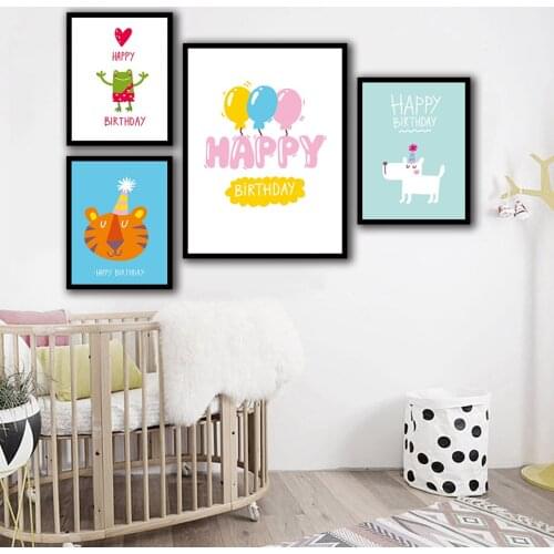 Kawaii Cartoon Anima Poster Print frog tiger Dog Wall Art Canvas Painting Modern Nursery Picture Baby Room Decoration Home Decor