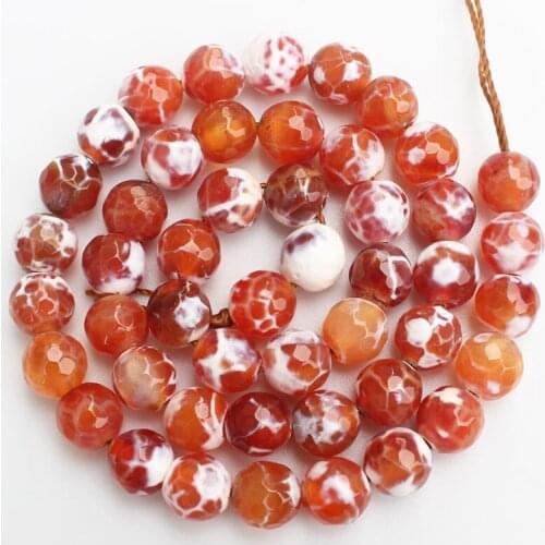 Red Cracked Fire Ag 4-12mm Round beads 15" For DIY Jewelry Making, pendant,necklace