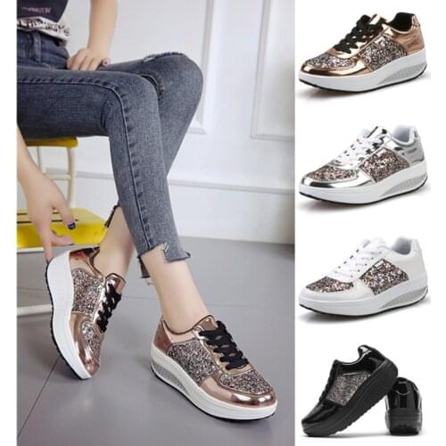 Platform Sneakers Women Casual Vulcanized Shoes Women Bling Ladies Trainers Basket Femme Chunky Sneakers Women Walking Shoes