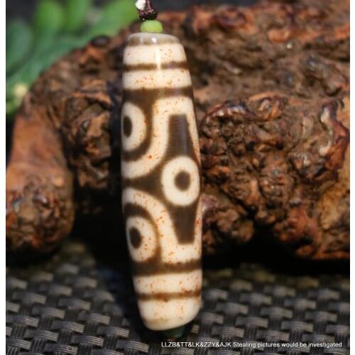 Magic Power Tibetan Old Agate 6 Eye Healthy Body Symbol dZi Bead Amulet Pendant Talisman Treasure