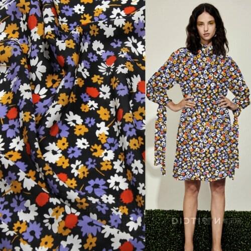 Mini colorful floral print 100% pure silk Crepe DE chine fabric small flower pattern,SCDC739-M