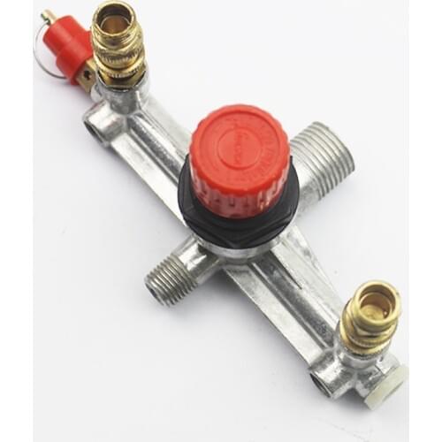2020 New Air Compressor Push-Pull Valve Switch Control Manifold Regulator Gauges Aluminum Bracket Red Cap Pressure Relief Valve