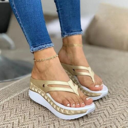 2021 Summer New Sandals Women Wedges Slip Flip Flops Beach Sandals Shoes Fashionable Casual Sandals Woman Indoor Outdoor Sandals